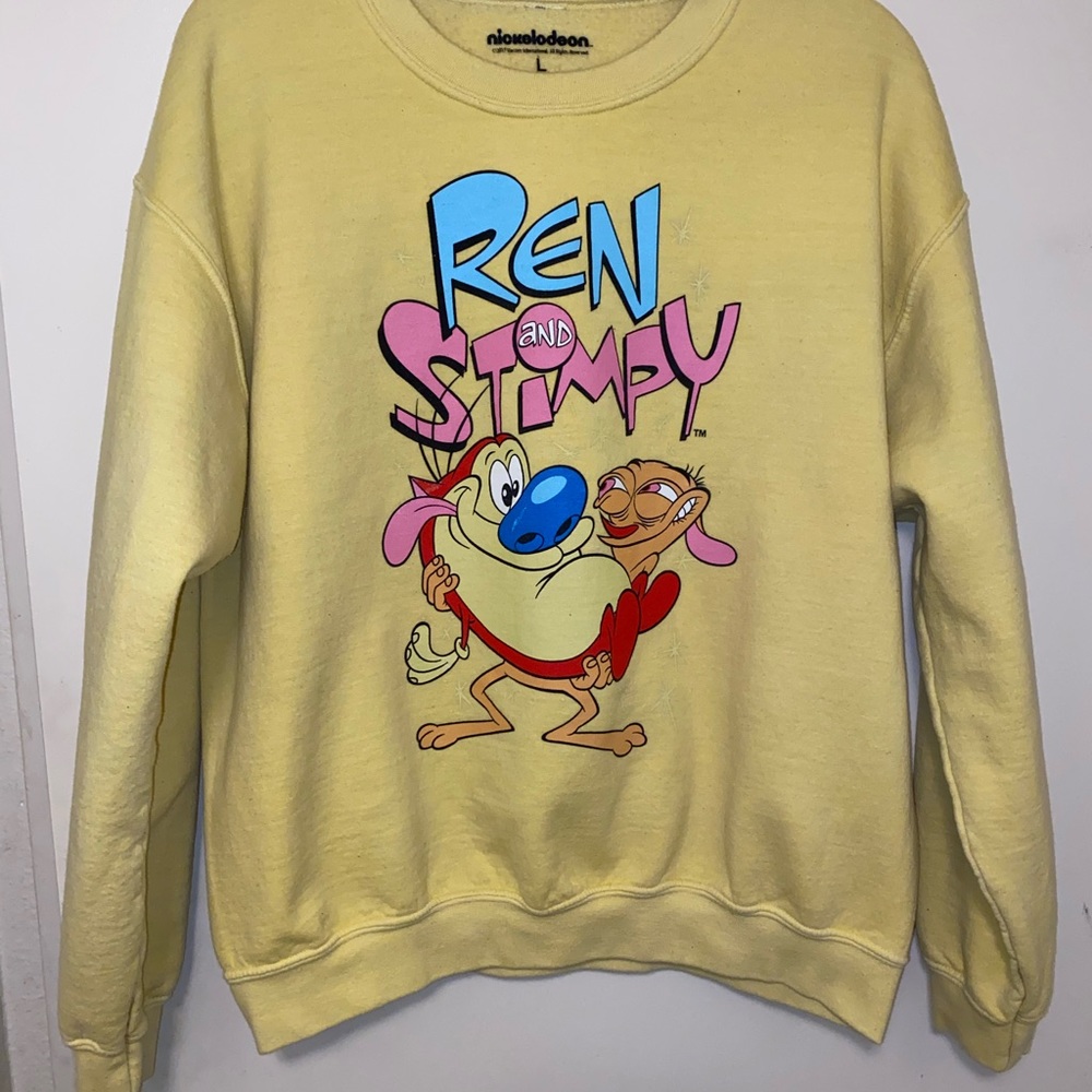 Ren and Stimpy yellow sweater in size LARGE